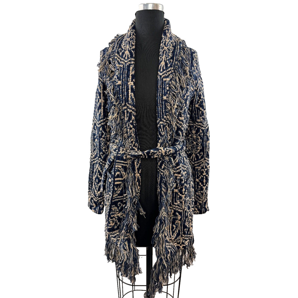 Ralph Lauren Blue and Beige Patterned Cardigan